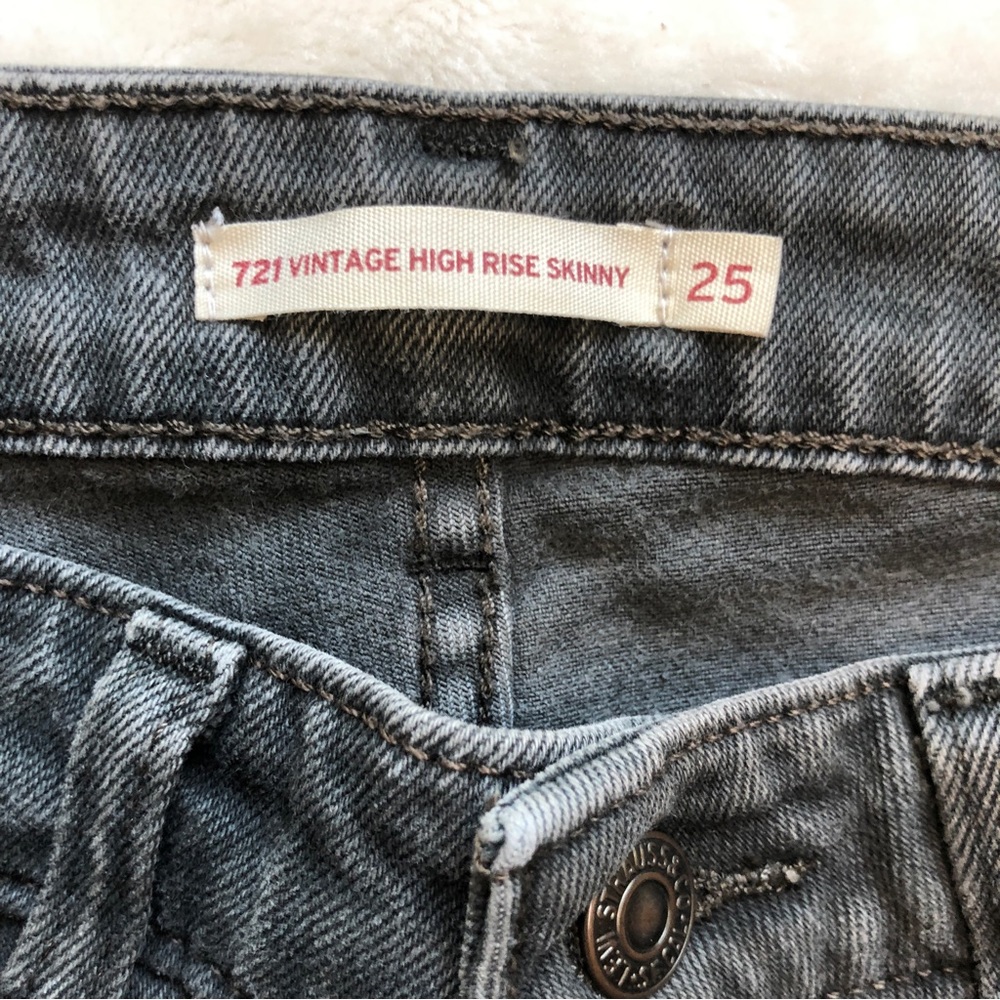 Levi's Vintage 721 High Rise Grey Skinny Jean Orange Tab Size 25 - Picture 6 of 11